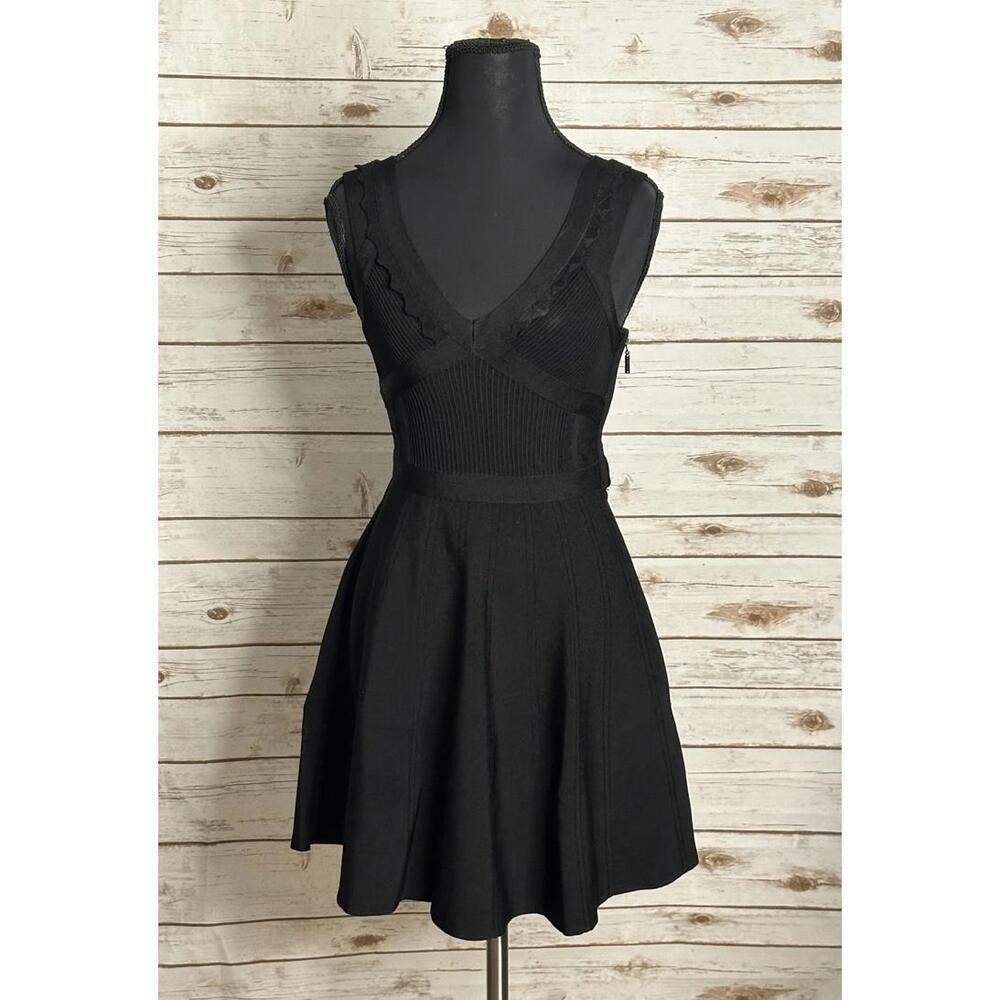 Guess Y2K whimsigoth black V-neck sleeveless bandage cocktail mini dress Size XS